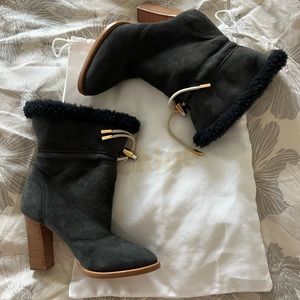 Chloe Suede and Shearling Boots